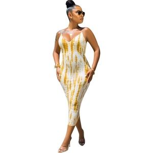 Printed Body Con Midi Dress